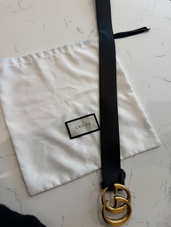 Gucci Black Leather Double G Buckle Belt 400593 Size 80/32 4cm Width main image 4